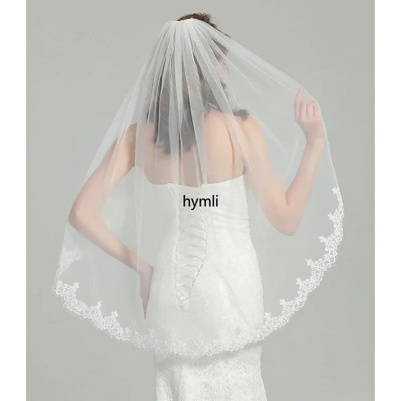 1 Layer Wedding Veil Fingertip Length Bridal Veil with Metal Comb Wedding Accessories - Image 2