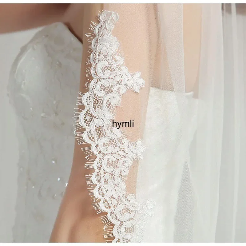 1 Layer Wedding Veil Fingertip Length Bridal Veil with Metal Comb Wedding Accessories - Image 3