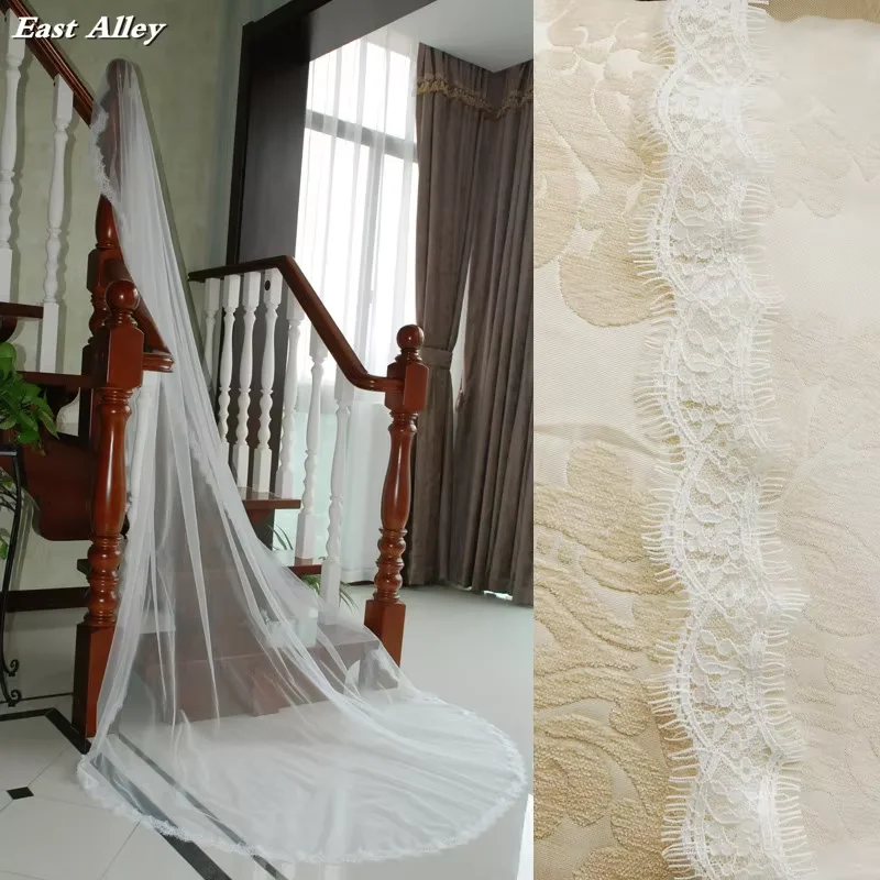 1 Tier lace 118" (3M) Cathedral bridal veil with Metal Comb Wedding Accessories - Image 2