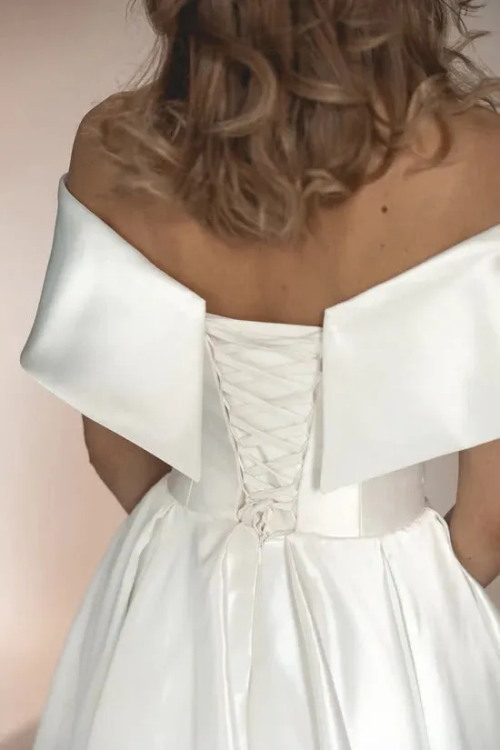 Plus-Size Satin Wedding Dress Modern Dress Vestido De Novia Bow Simple Court Train Bridal Gown Satin Mermaid Princess - Image 3