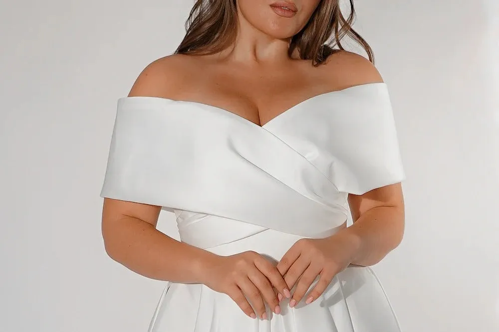 Plus-Size Satin Wedding Dress Modern Dress Vestido De Novia Bow Simple Court Train Bridal Gown Satin Mermaid Princess - Image 7