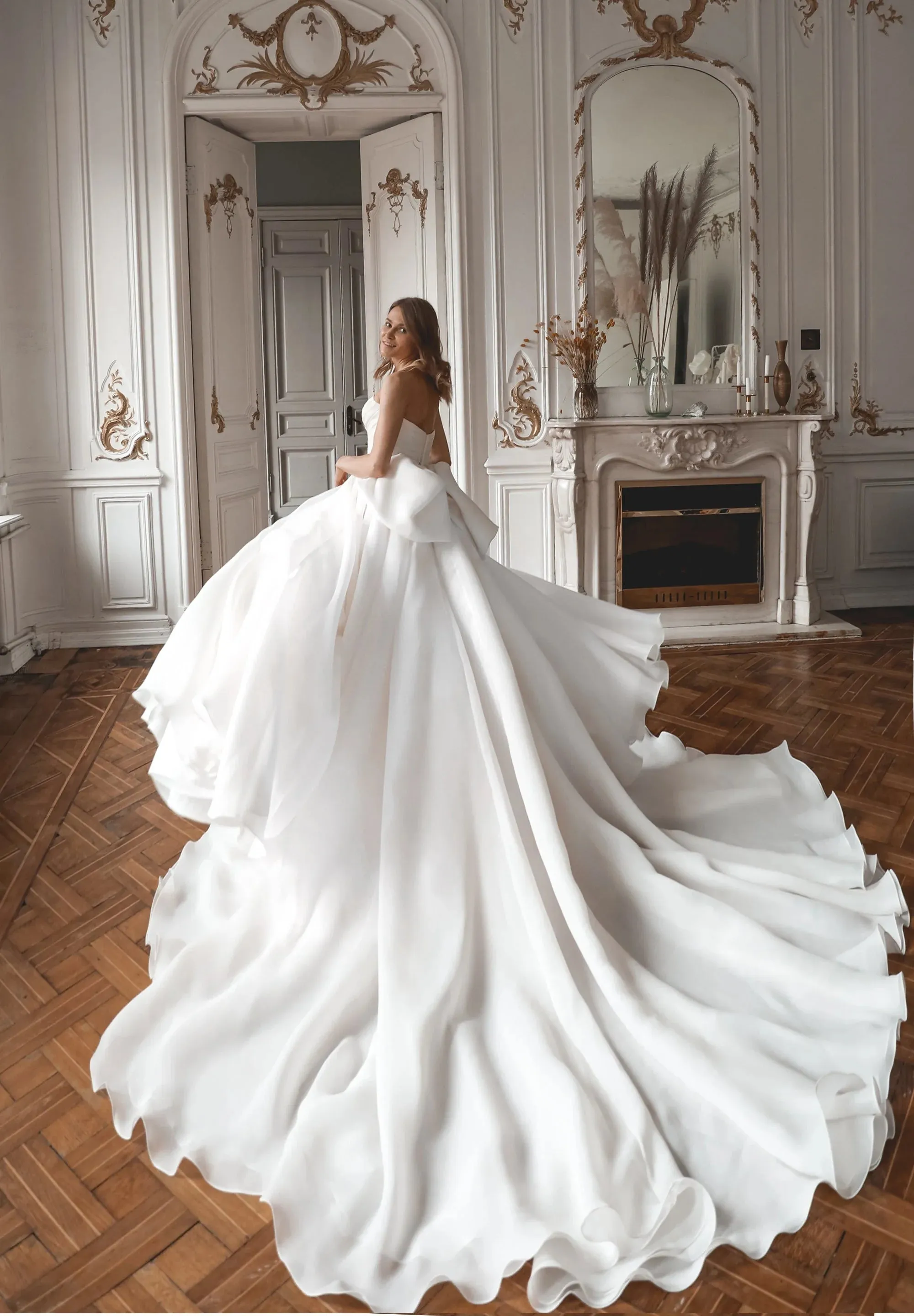 Light Ivory Wedding Dress Court Train Simple Bow Satin Vestido De Novia Mermaid Skirt PrincessDress Bridal Gown - Image 3