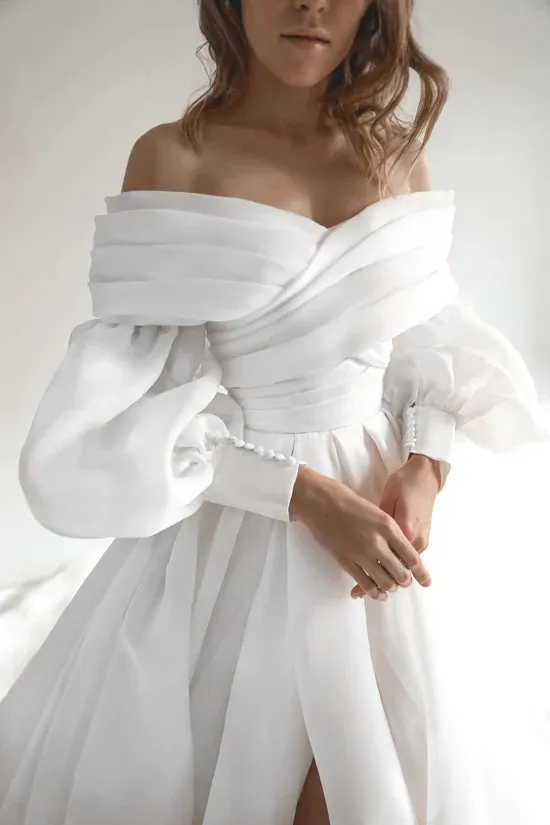 Light Ivory Wedding Dress Court Train Simple Bow Satin Vestido De Novia Mermaid Skirt PrincessDress Bridal Gown - Image 4
