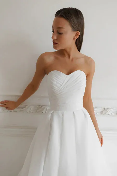 Light Ivory Wedding Dress Court Train Simple Bow Satin Vestido De Novia Mermaid Skirt PrincessDress Bridal Gown - Image 5