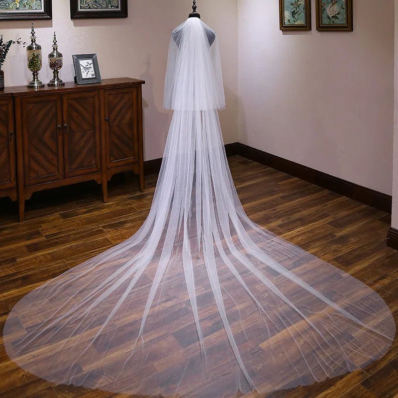 2 Layer Cut Edge Wedding Veil Cover Face Veil Bridal Accessories Blusher Veil In White ,Ivory