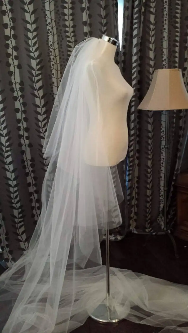 2-Tier Plain Veil 108"W__2.5m / 3m / 3.5m/ 4m / 5 meter Extra Long, in OFF WHITE,WHITE, IVORY, CHAMPAGNE - Image 4