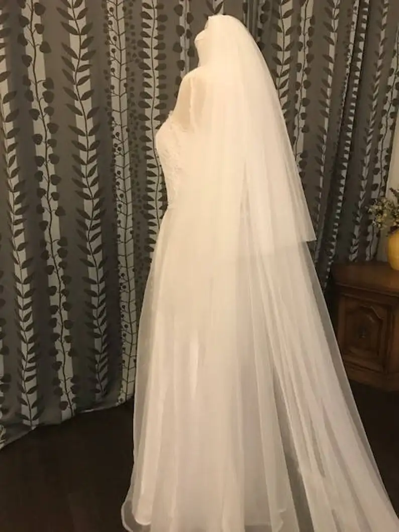 2-Tier Plain Veil 108"W__2.5m / 3m / 3.5m/ 4m / 5 meter Extra Long, in OFF WHITE,WHITE, IVORY, CHAMPAGNE - Image 5