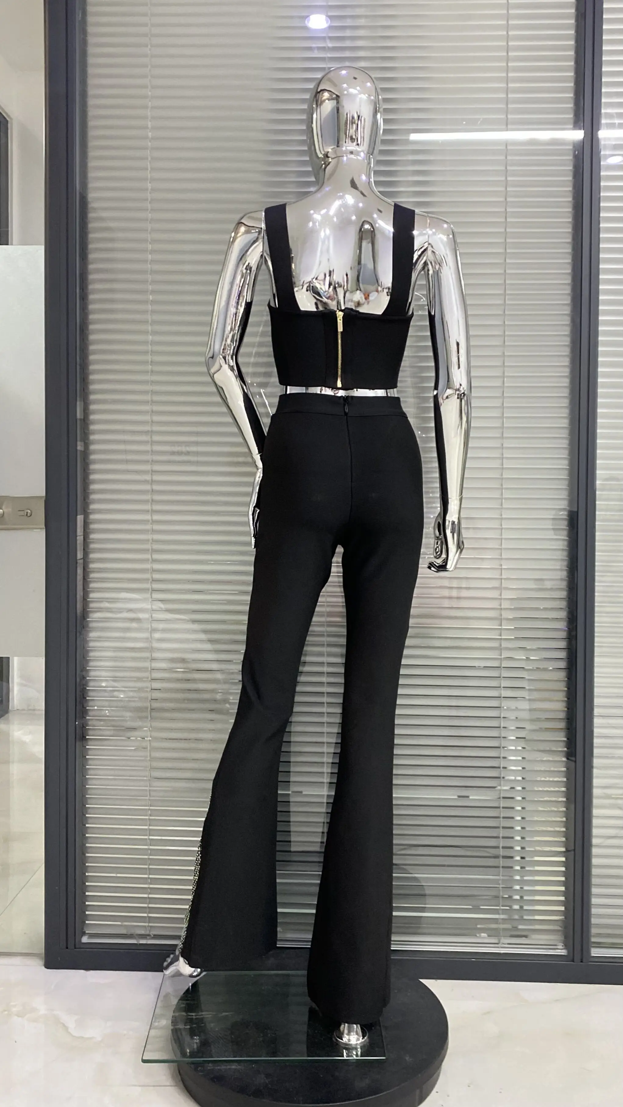 Summer Women Sexy Tops Pants Set Bandage Fashion Shining Diamond Celebrate Nightclub Party Women's Set Wholesale - Image 6