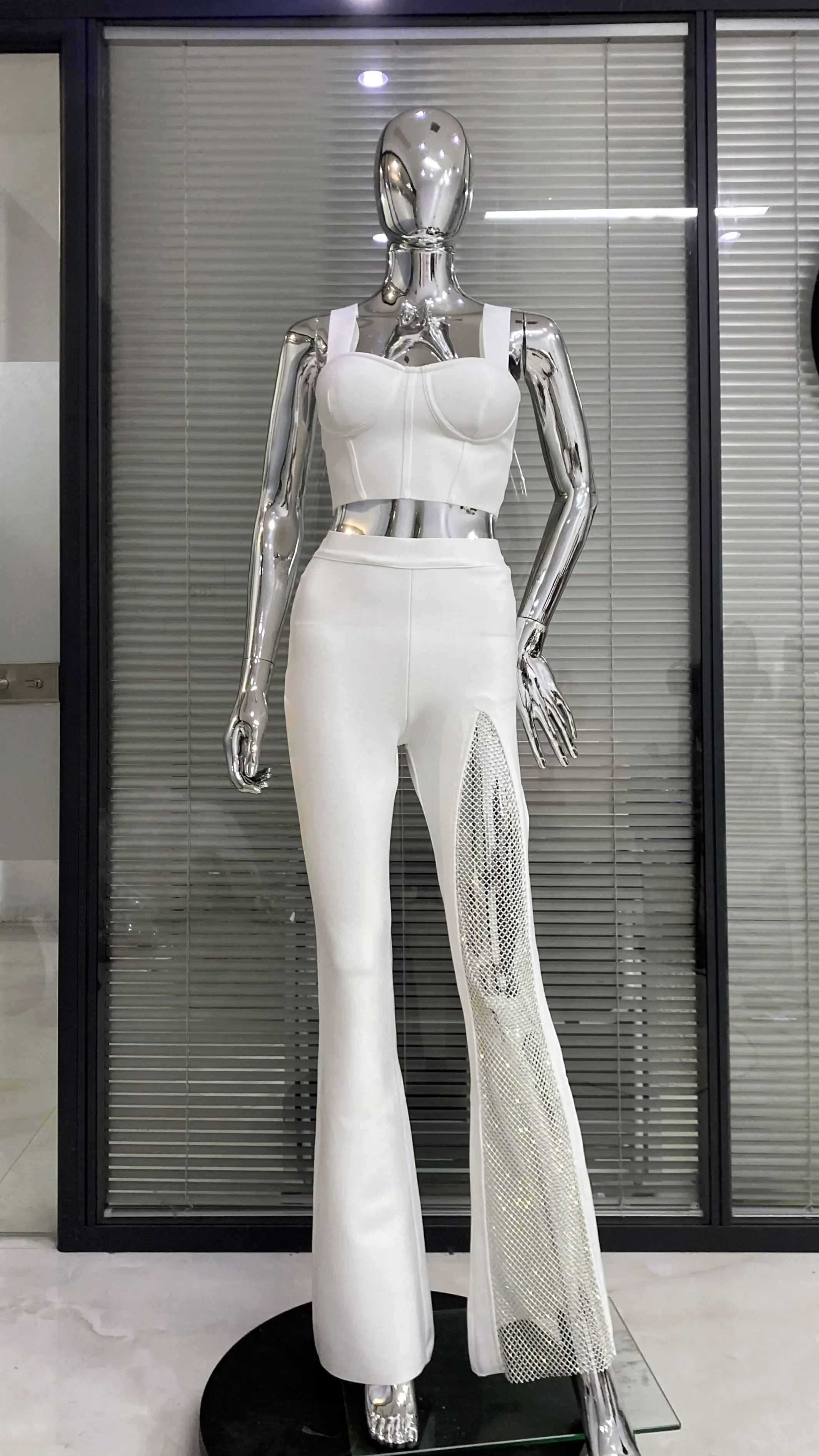 Summer Women Sexy Tops Pants Set Bandage Fashion Shining Diamond Celebrate Nightclub Party Women's Set Wholesale - Image 7