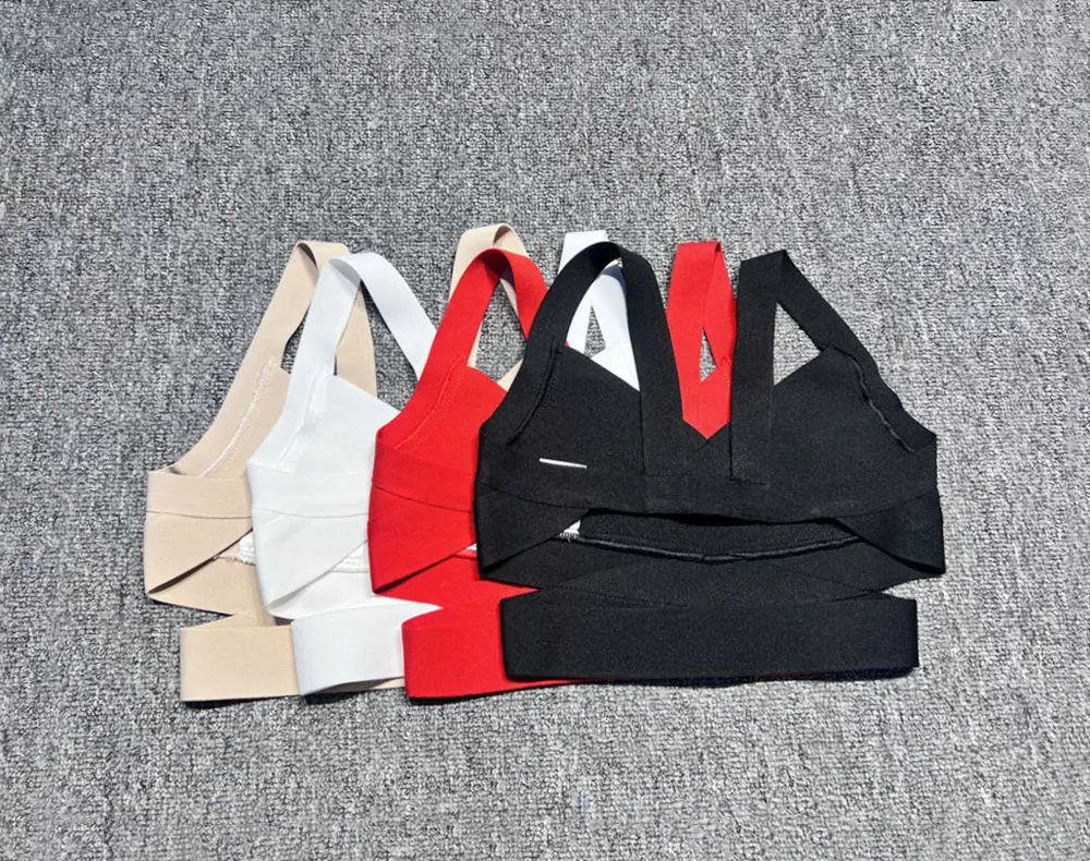 2024 Casual Women'S Ultra Short Bandage Vest Spaghetti Strap Sleeveless Hollow Out Solid Color Backless Top Women'S Sports Vest - Image 2
