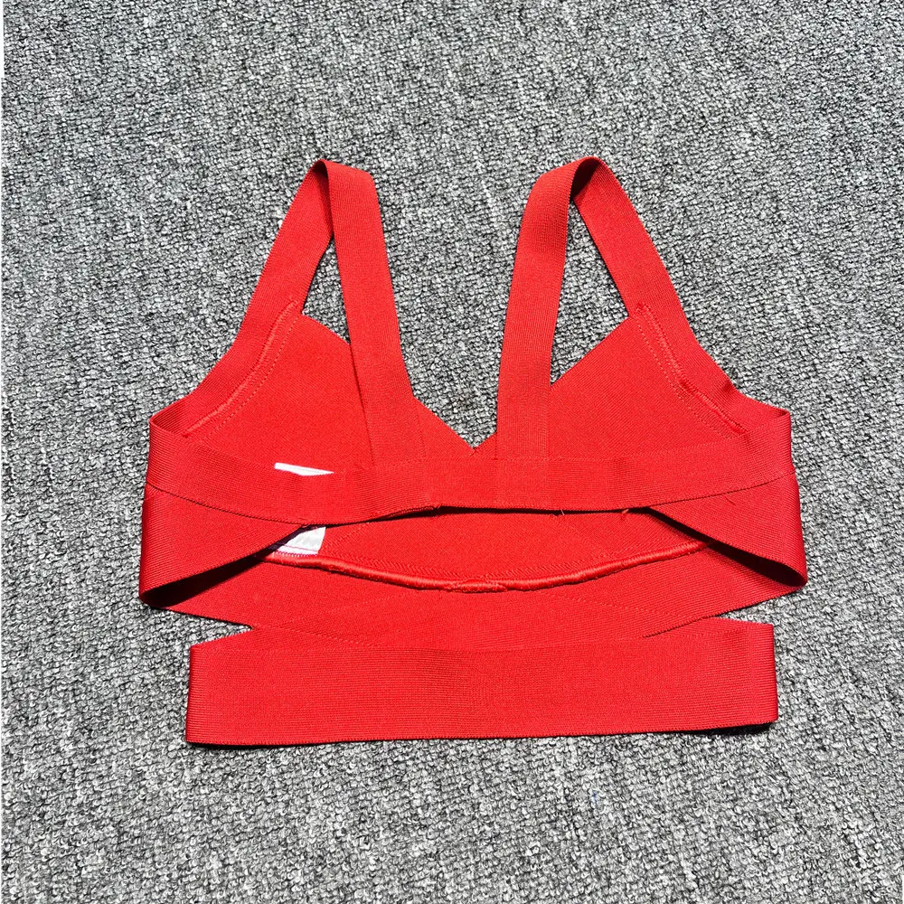 2024 Casual Women'S Ultra Short Bandage Vest Spaghetti Strap Sleeveless Hollow Out Solid Color Backless Top Women'S Sports Vest - Image 3