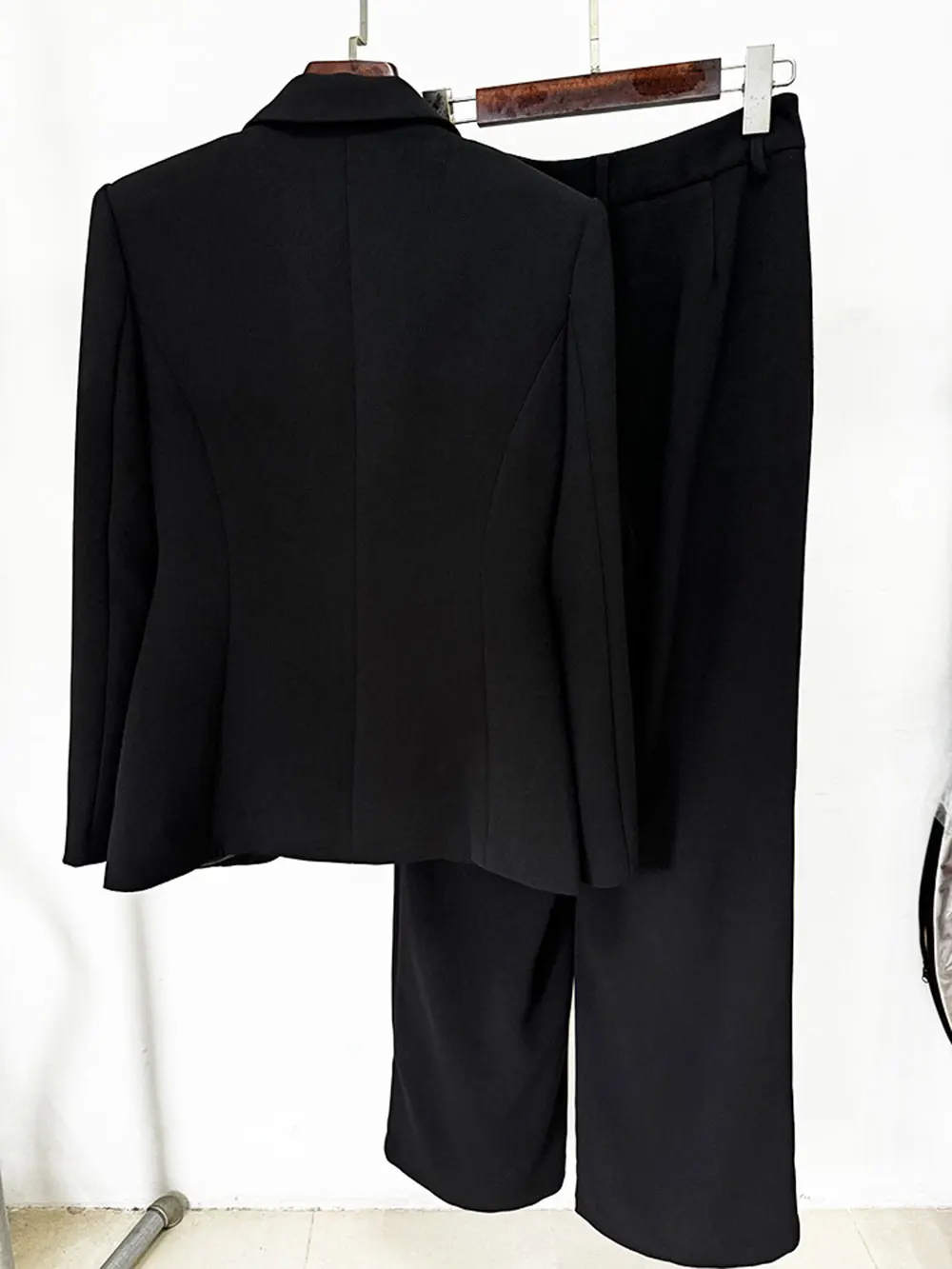 2024 Elegant Women's Light Luxury Diamond Design Suit Pants Set with Collar Long Sleeve Slim Fit Suit Coat+Two Piece Pants Set - Image 2