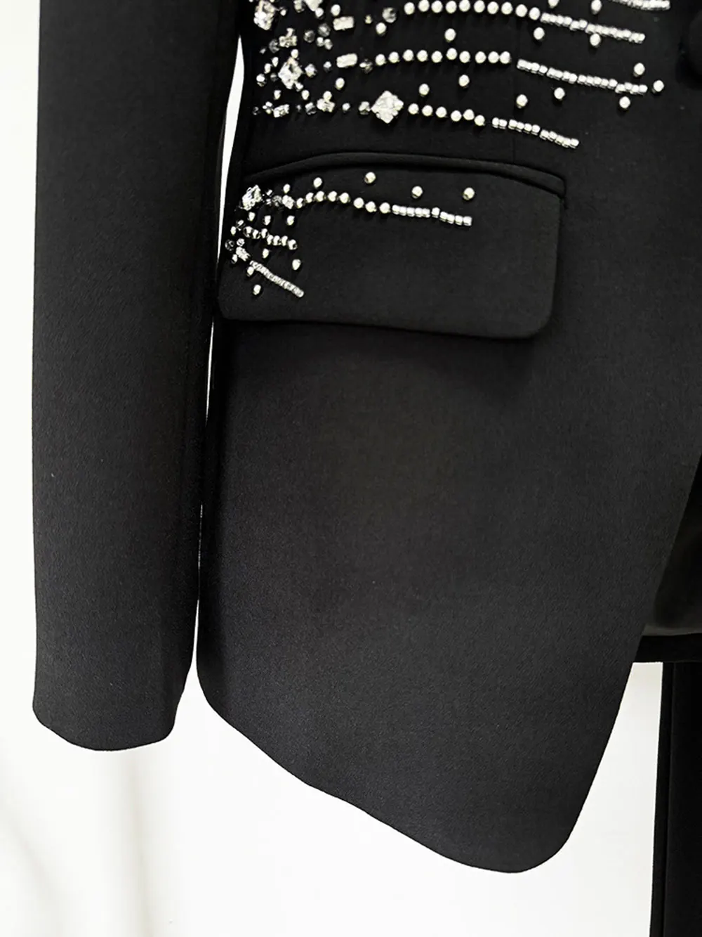 2024 Elegant Women's Light Luxury Diamond Design Suit Pants Set with Collar Long Sleeve Slim Fit Suit Coat+Two Piece Pants Set - Image 5