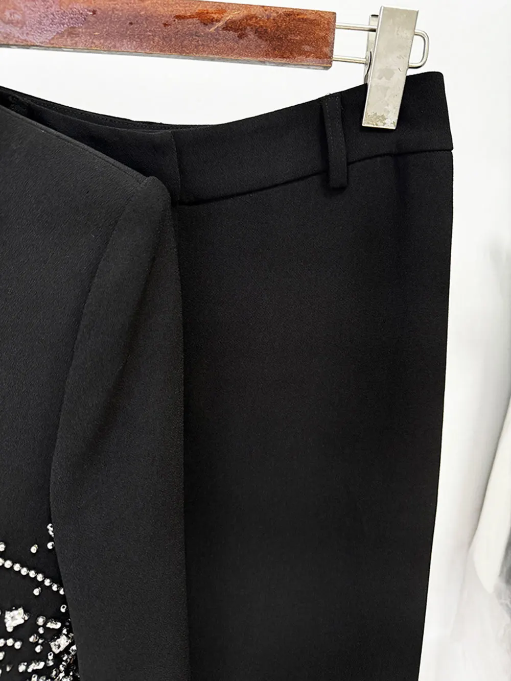 2024 Elegant Women's Light Luxury Diamond Design Suit Pants Set with Collar Long Sleeve Slim Fit Suit Coat+Two Piece Pants Set - Image 6