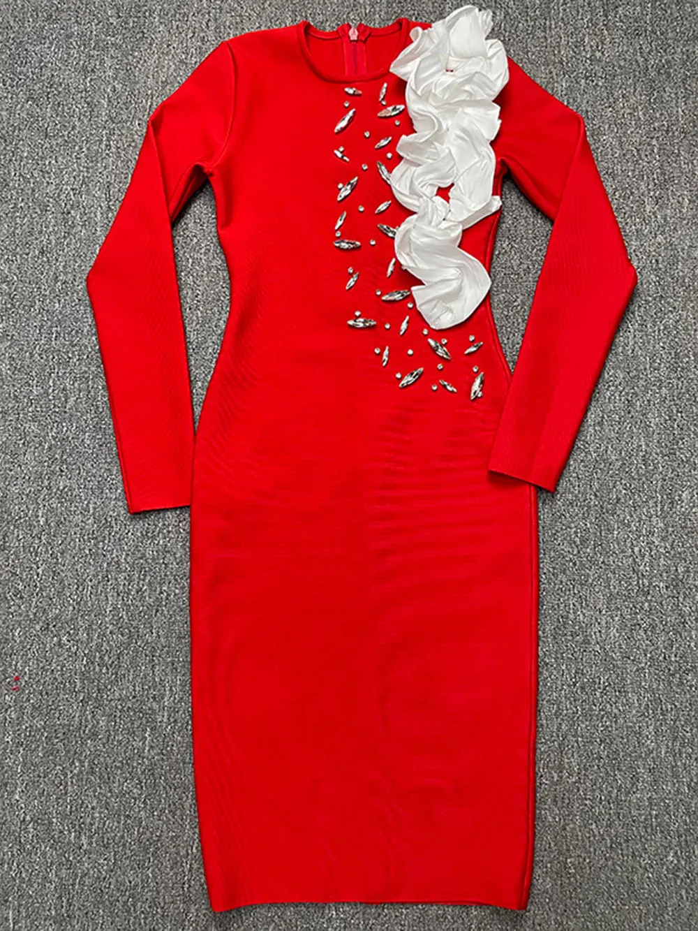 2024 Elegant Women's Light Luxury Patchwork Bandage Dress O-neck Long Sleeve Bodycon and Knee Dress Christmas Eve Party Vestidos - Image 6