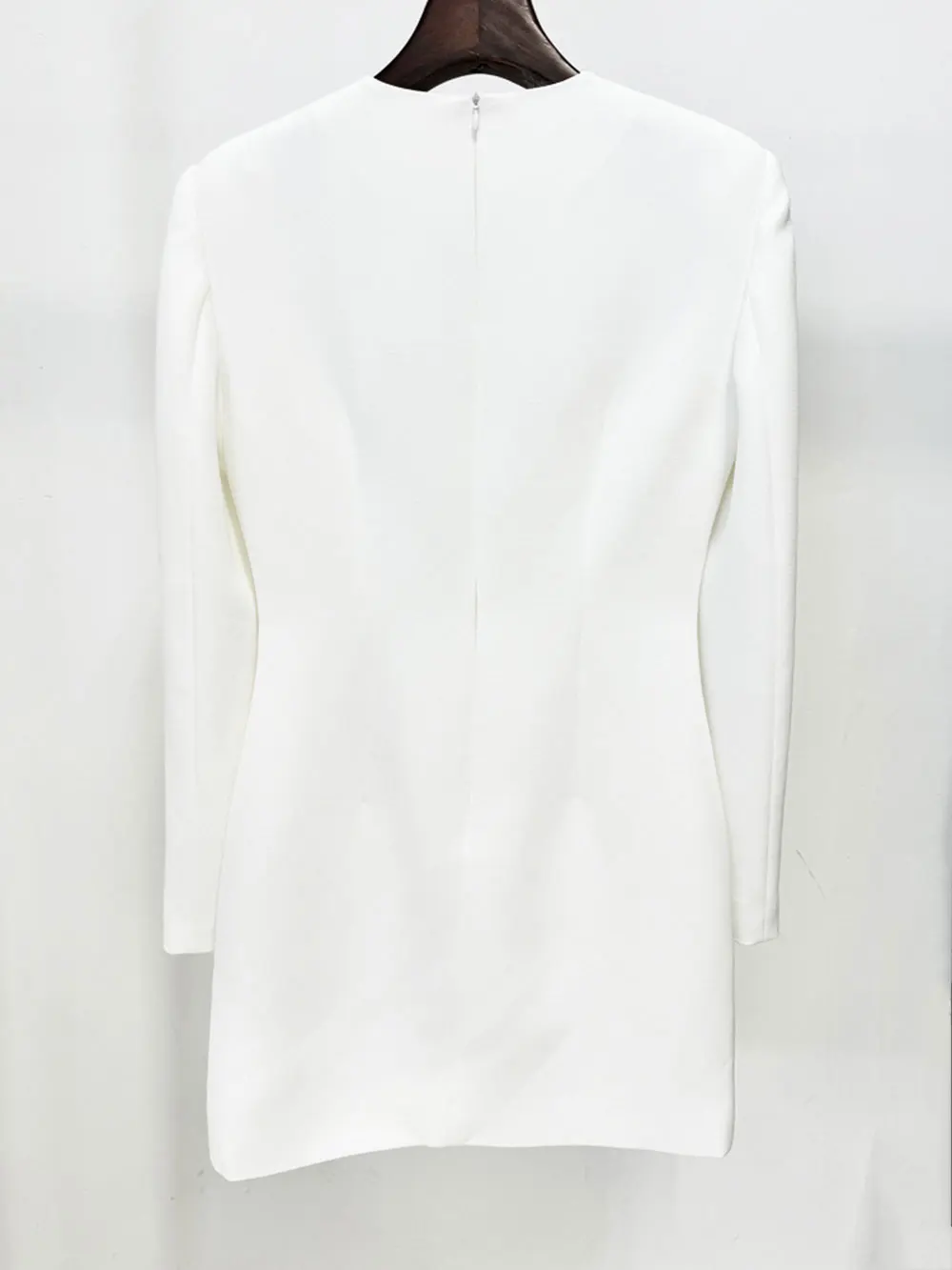 2024 Women Sequined Bead Flower Elegant Dress O-Neck Long Sleeved Bodycon Mini White Dress Celebrity Cocktail Party Vestidos - Image 5