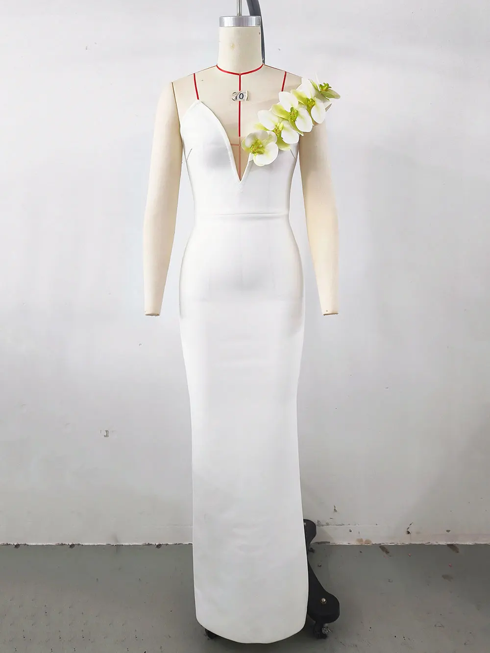 2024 Sexy Women's 3D Flower Decoration Long Dress Strapless Sleeveless Bodycon Backless Max Dress Cocktail Evening Party Vestido - Image 6