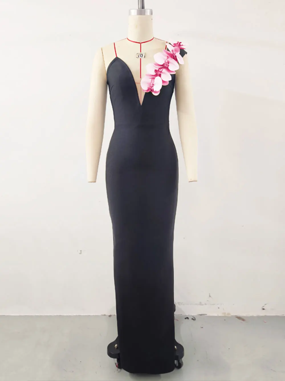 2024 Sexy Women's 3D Flower Decoration Long Dress Strapless Sleeveless Bodycon Backless Max Dress Cocktail Evening Party Vestido - Image 7