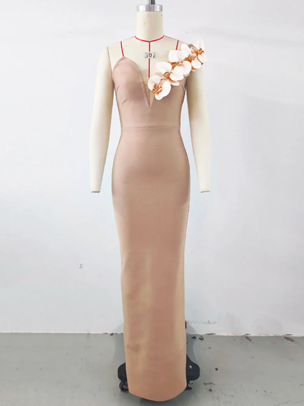 2024 Sexy Women's 3D Flower Decoration Long Dress Strapless Sleeveless Bodycon Backless Max Dress Cocktail Evening Party Vestido - Image 9