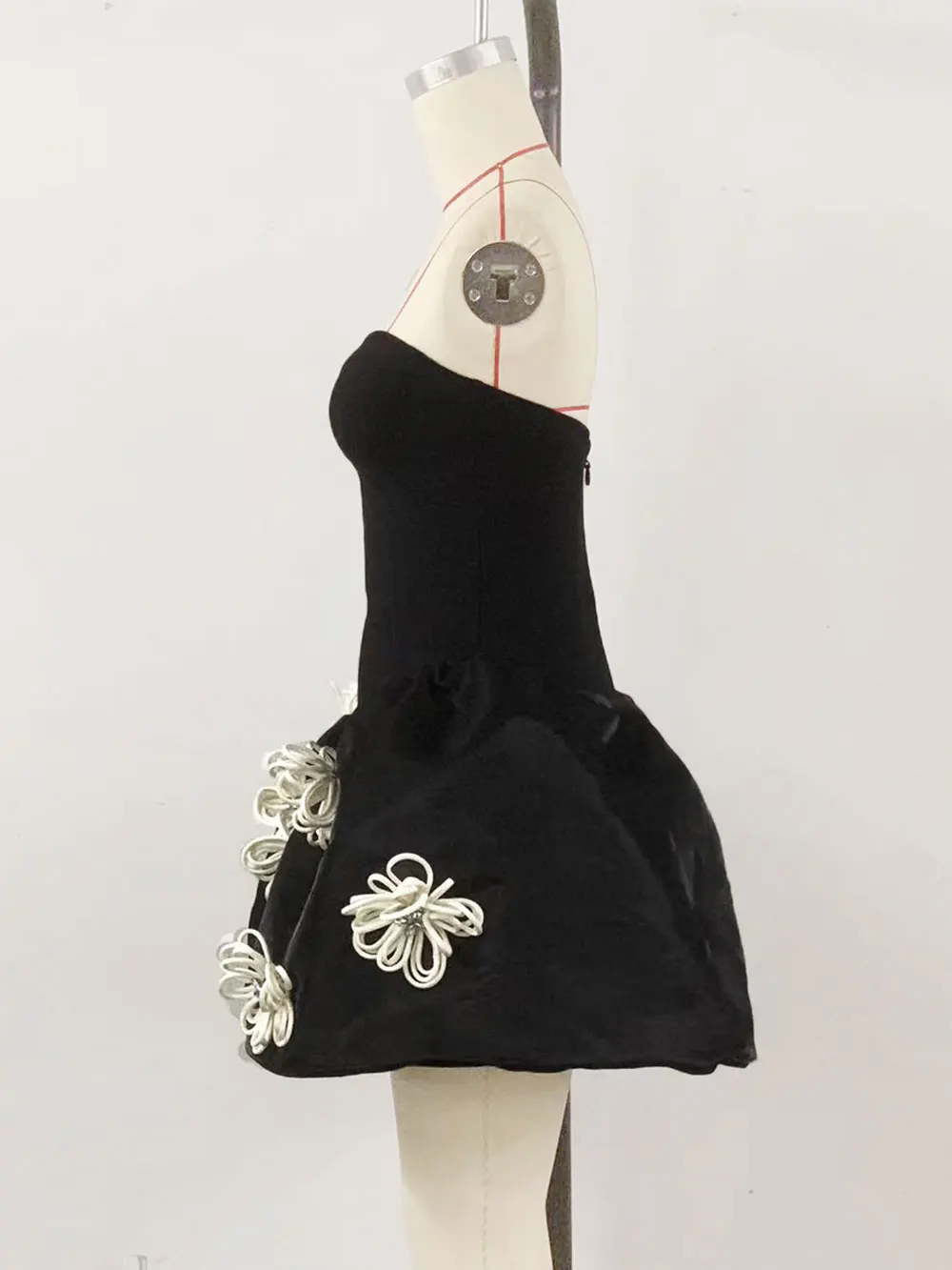 2024 Sexy Women's 3D Flower Decorative Puff Dress Strapless Sleeveless Backless A-line Mini Dress Cocktail Evening Party Vestido - Image 2