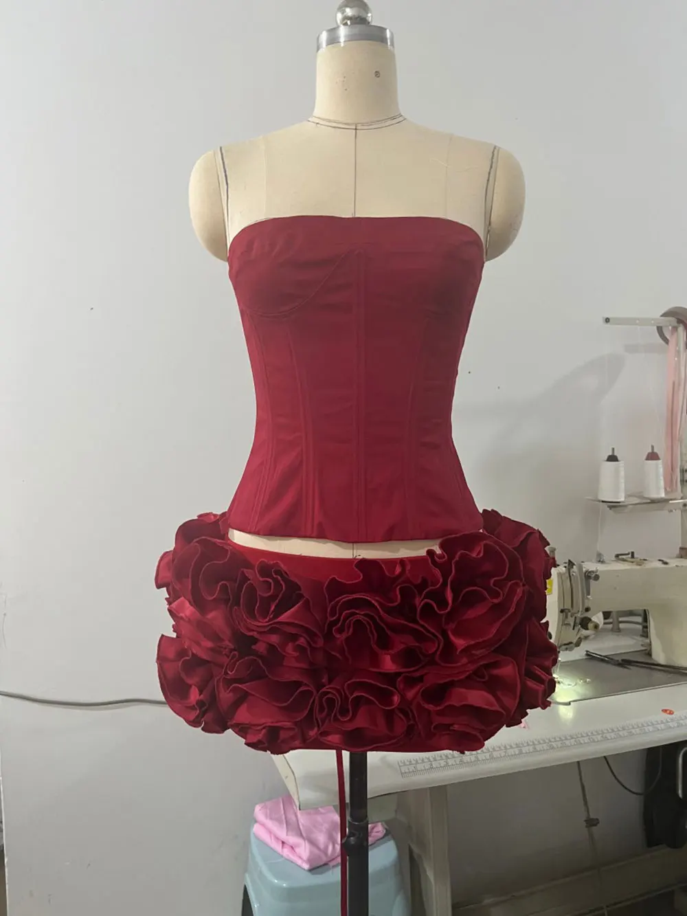 2024 Sexy Women'S Floral Mini Skirt Set Strapless Sleeveless Fishbone Backless Drawstring Vest+Mini Skirt Two-Piece Set - Image 7