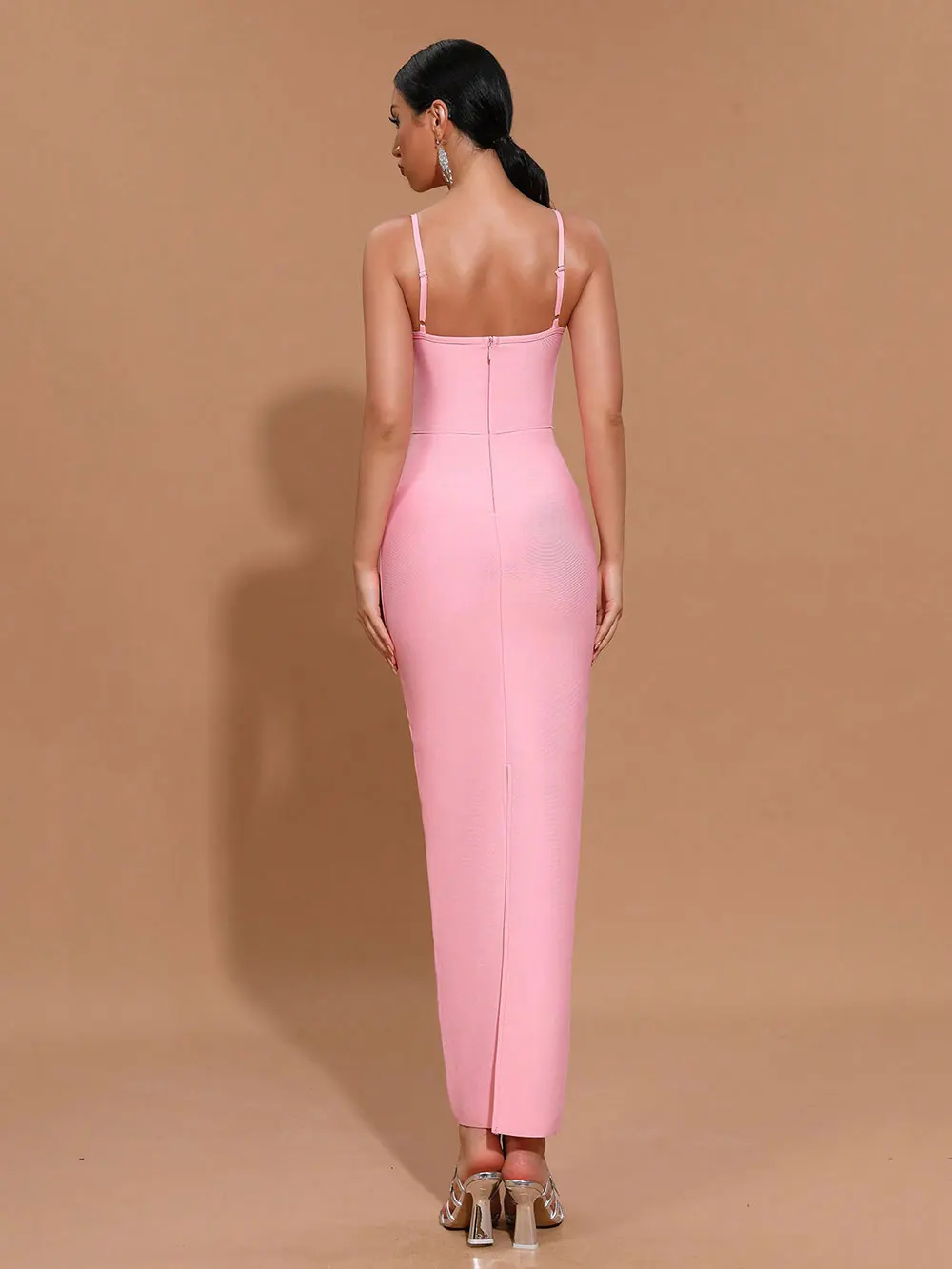 2024 Sexy Women'S Light Luxury Flower Design Bandage Dress Spaghetti Strap Sleeveless Bodycon Backless Long Dresses Vestidos - Image 5