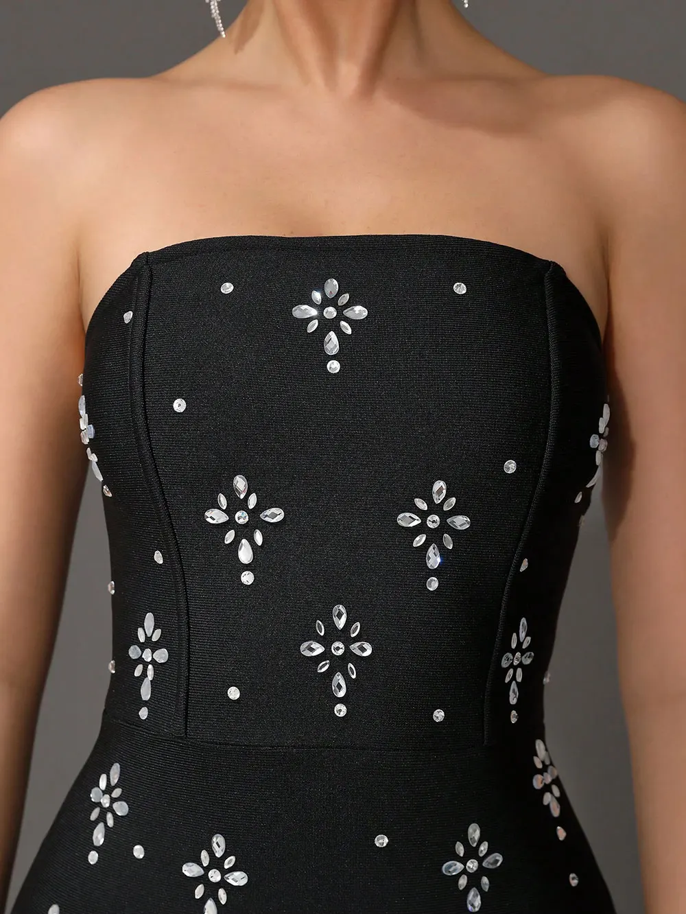 2024 Sexy Women'S Light Luxury Rhinestone Bandage Dress Strapless Sleeveless Bodycon Backless Long Dress Christmas Party Vestido - Image 5