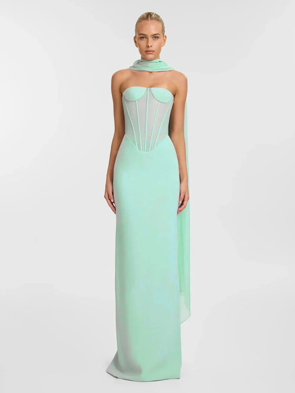 Elegant Strapless Scarf Tight Long Dress For Women'S Sexy Backless Sleeveless Vestidos Celebrity Evening Party Gowns - Image 4