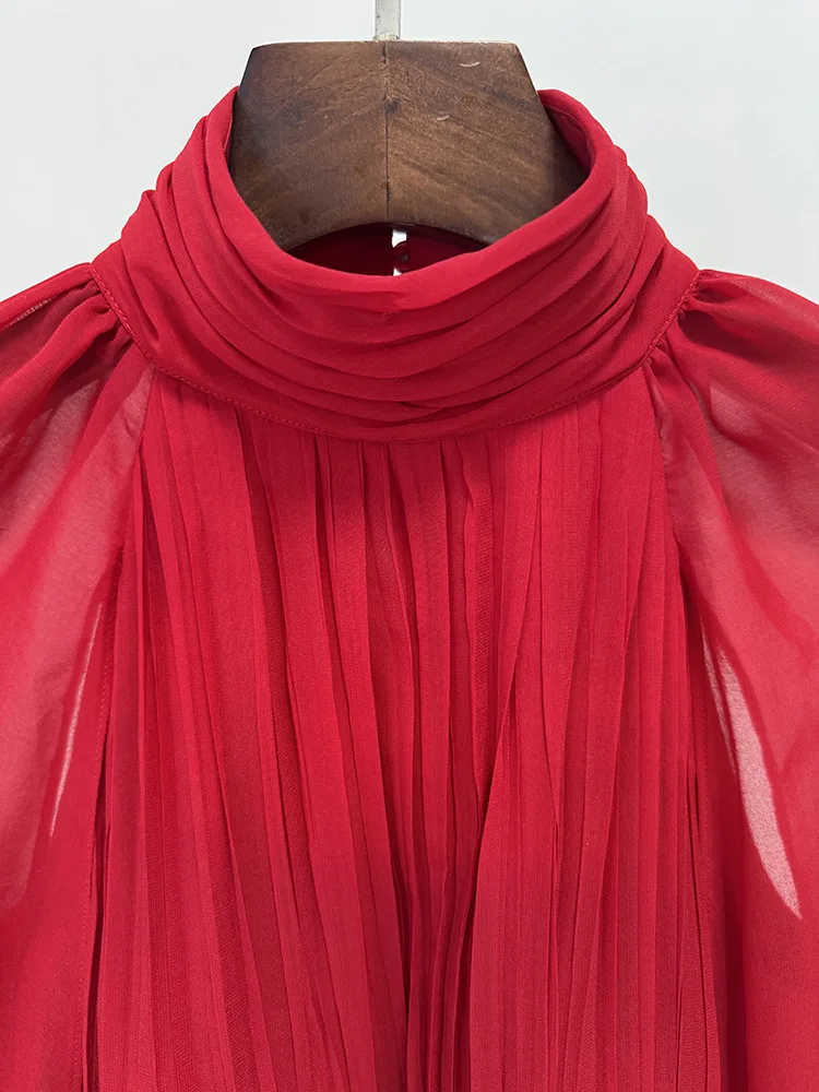 Arrival Red Color Women Fashion Cloak Sleeve Slim Floor-length Dress Elegant Eveening Party Celebrate Prom Outfit - Image 6