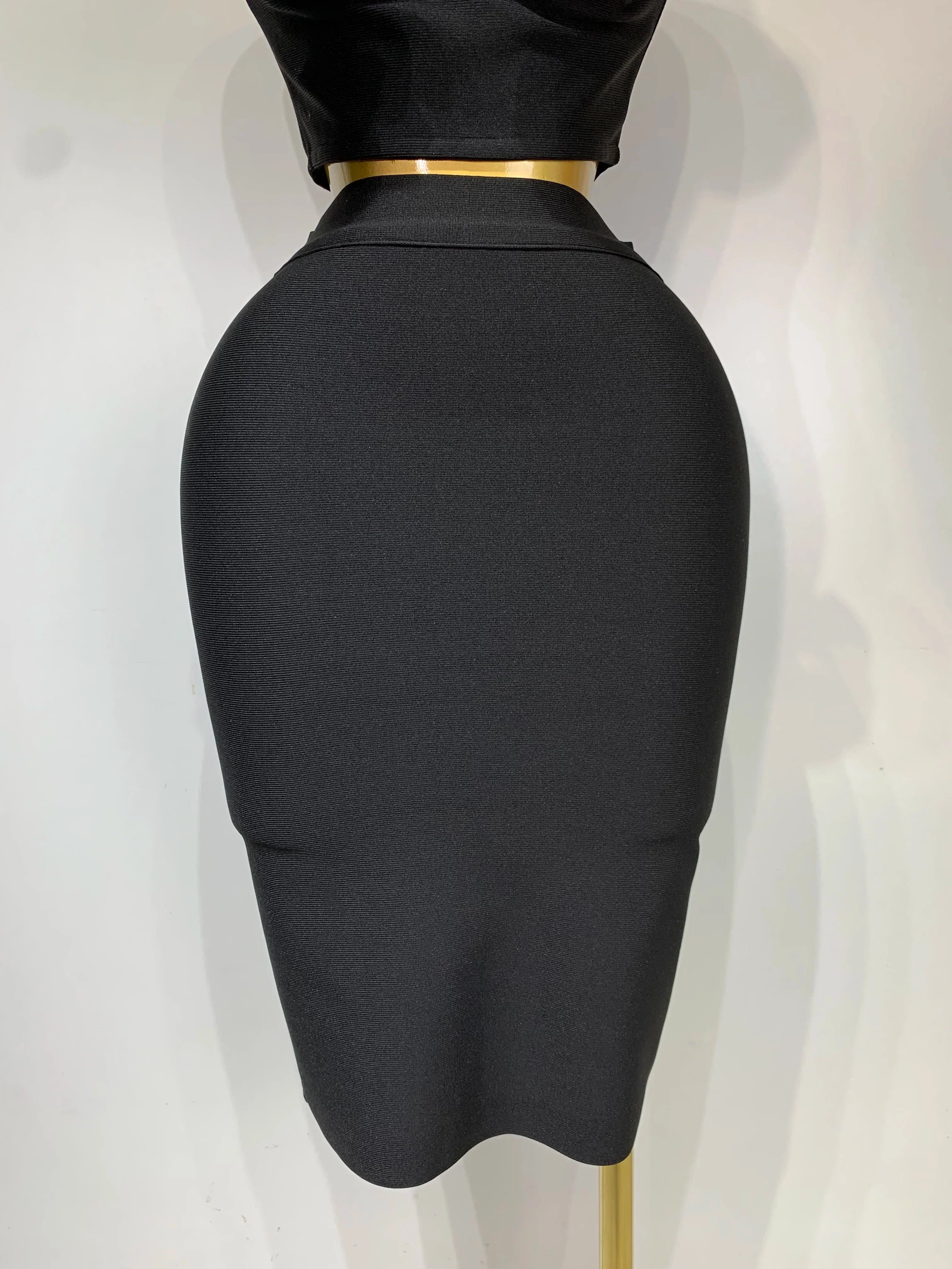 Women 3D Flower Black Bodycon Bandage Two Piece Set Designer High Waist Evening Party Club Birthday Skirt Set - Image 6