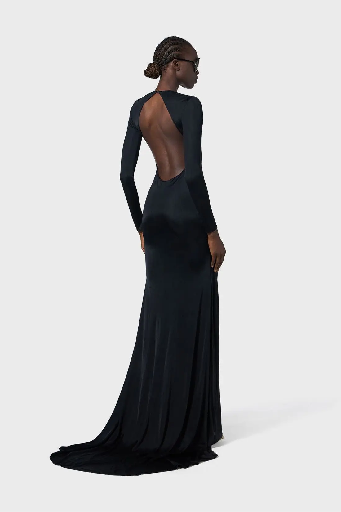 Women Long Sleeve Sexy Keyholes Bodycon Floor-length Dress Elegant Evening Party Prom Runway Fashion Dress - Image 2