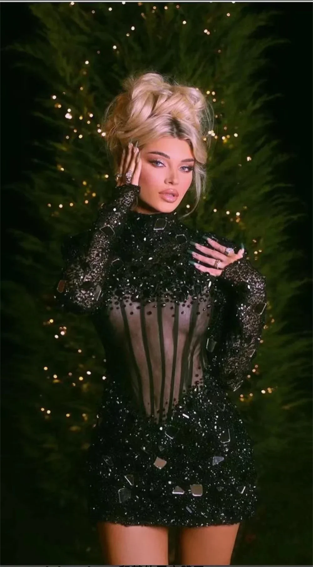 New Black Women Long Sleeve Sexy Shinning Sequins Bodycon Mini Dress Fashion Celebrate Nightclub Party Cocktail Dress - Image 5