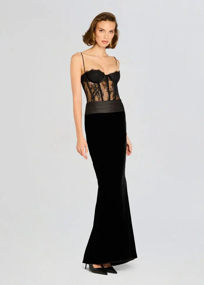 Black Women Sexy Strap Lace Fashion Bodycon Long Maxi Dress Celebrate Birthday Vacation Cocktail Outfit Vestido - Image 2