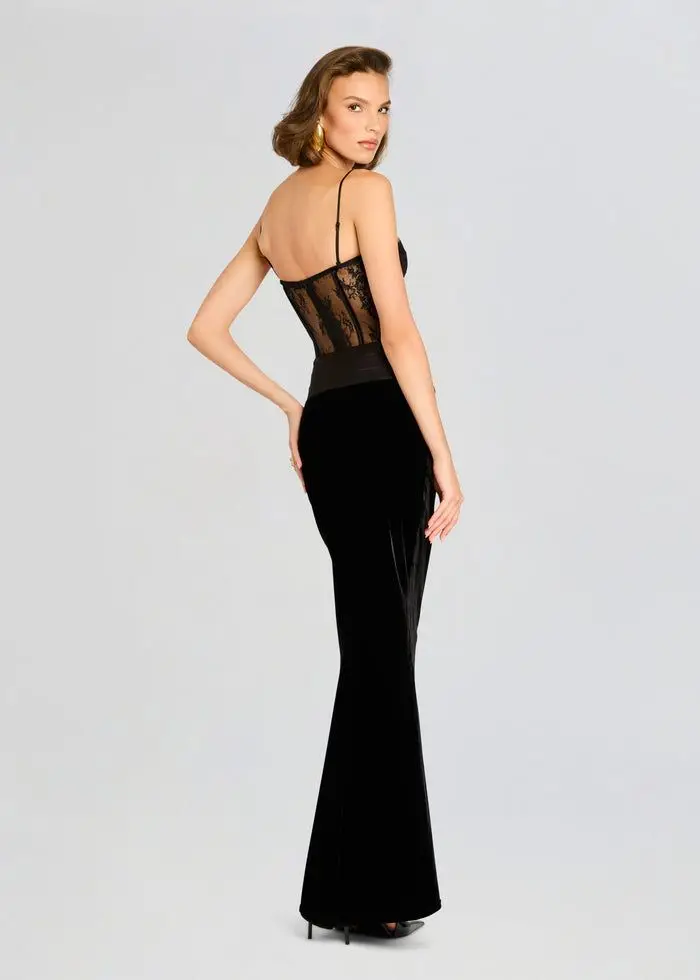 Black Women Sexy Strap Lace Fashion Bodycon Long Maxi Dress Celebrate Birthday Vacation Cocktail Outfit Vestido - Image 3