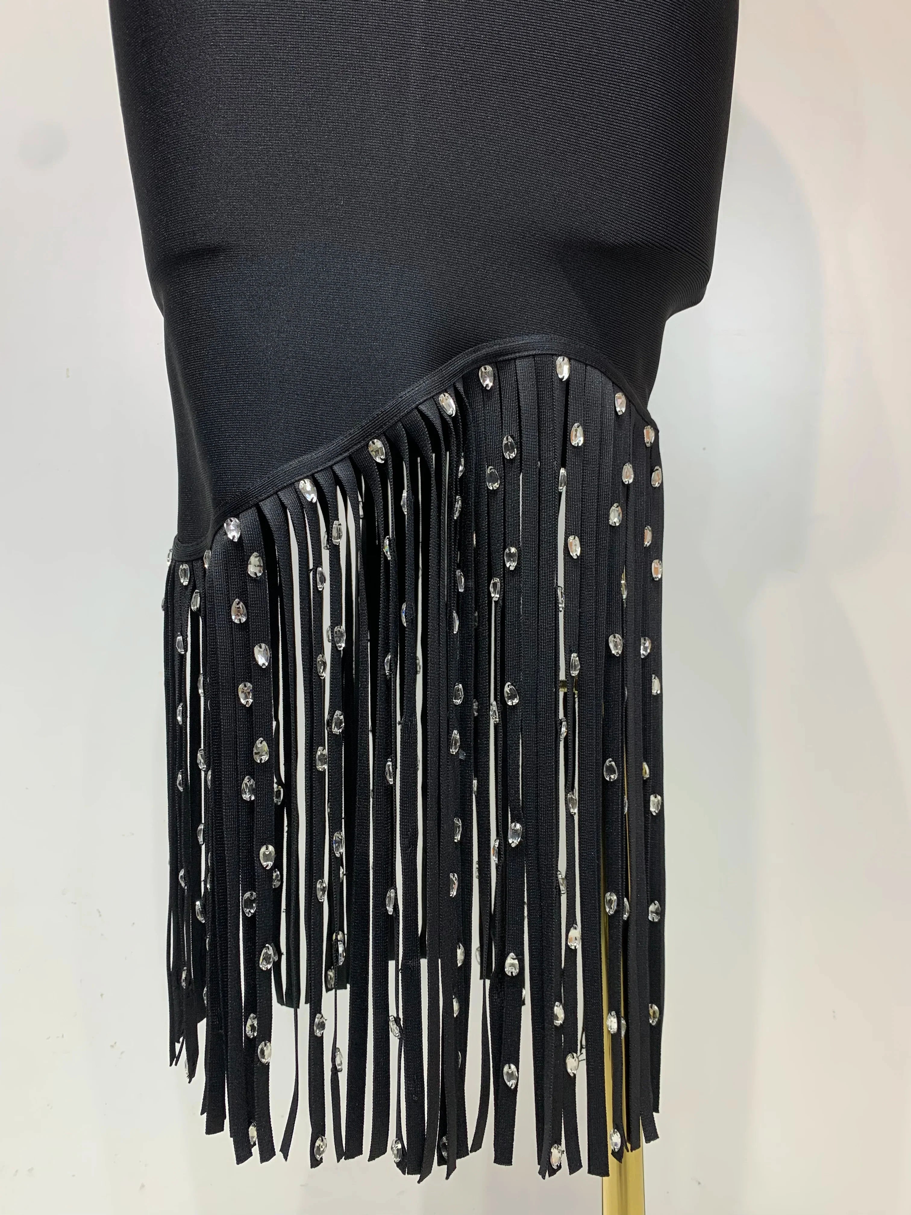 New Fashion Crystal Tassel Temperament Suspender Bodycon Bandage Dress Sexy Midi Evening Party Birthday Dresses Vestidos - Image 6