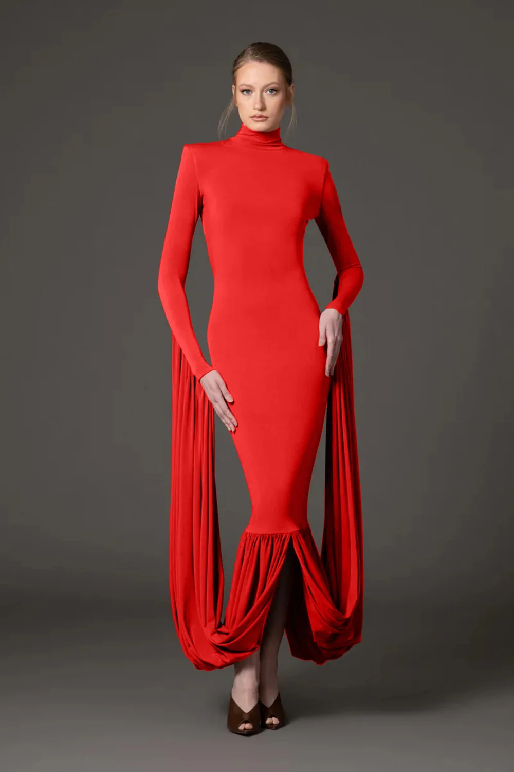 Red Women Long Sleeve Sexy Bodycon Long Dress Celebrate Evening Party Prom Fashion Cocktail Outfit High Quality - Image 2