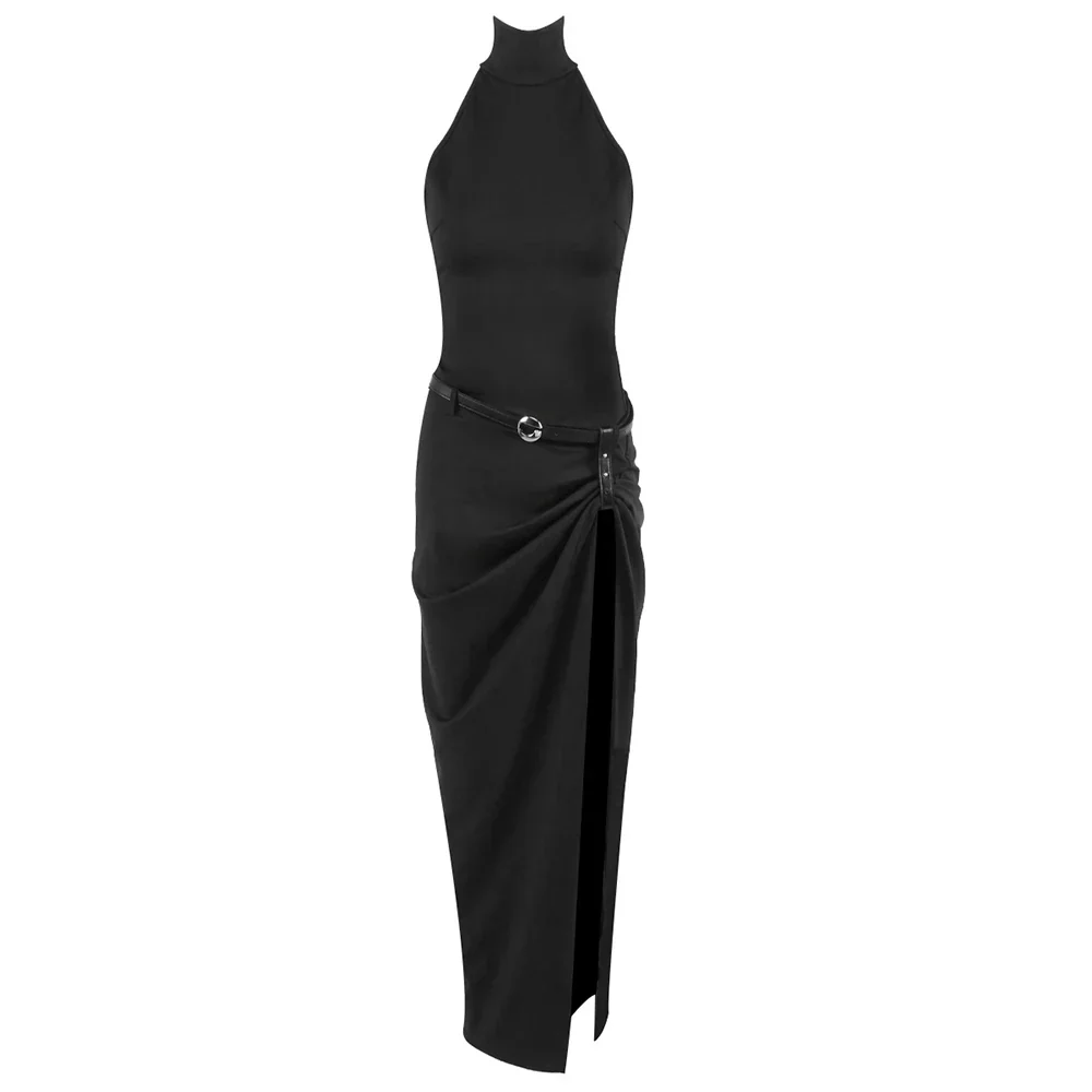New Runway Fashion Women Off the Shoulder Bodycon High Split Long Dress High Street Celebrity Evening Party Cocktail Outfit - Image 5