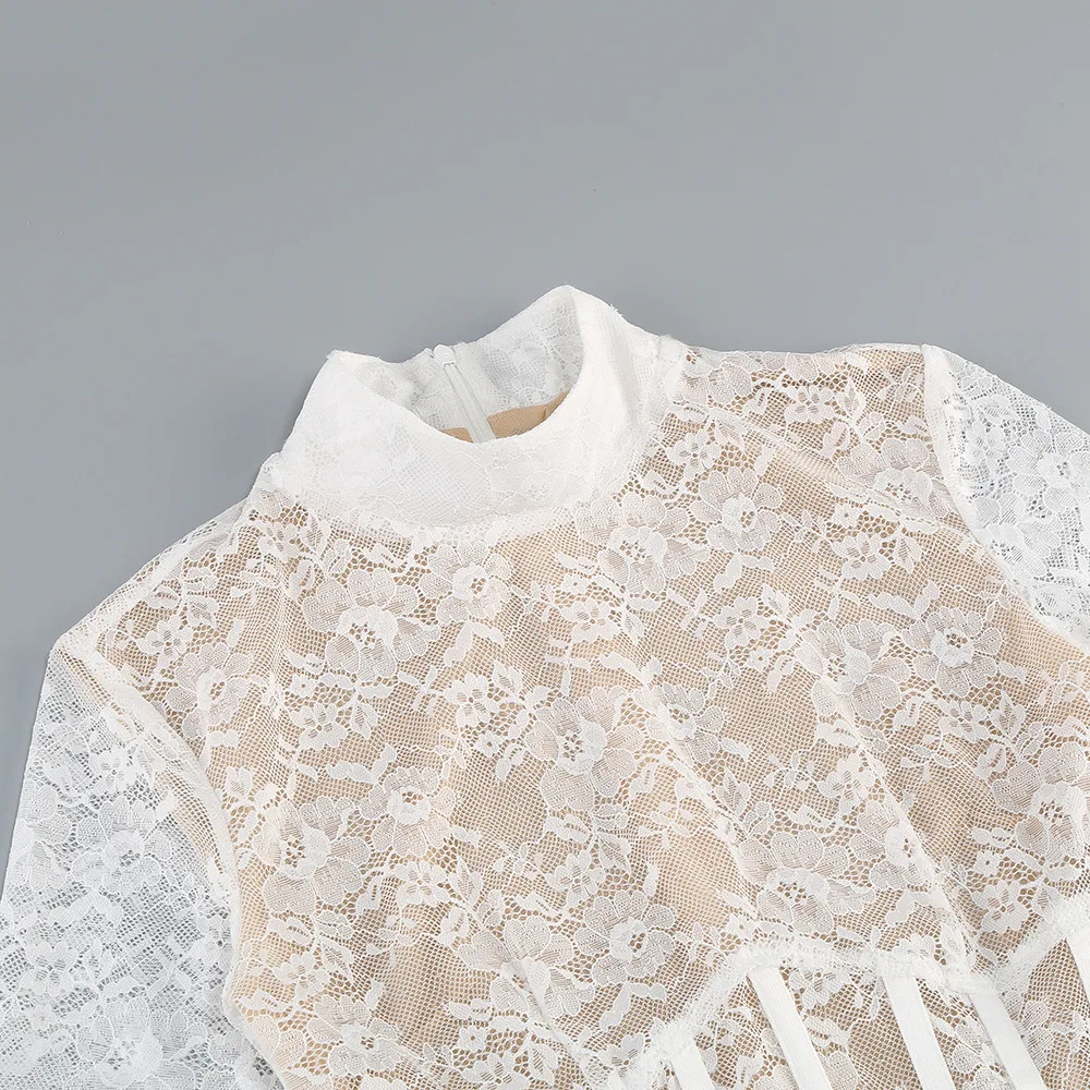 Spring Women Long Sleeve Sexy Lace Bodycon Mini Dress Elegant Evening Party Runway Fashion Birthday Cocktail Outfit - Image 5