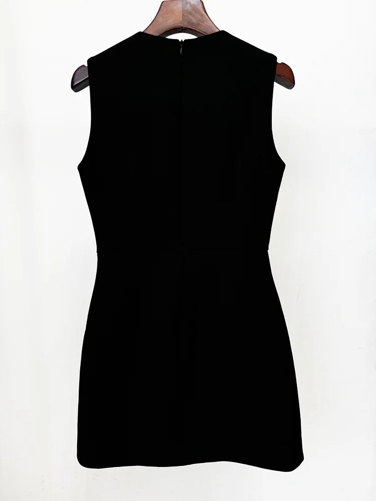 New Spring Women Sleeveless Sexy O-Neck Beading Straight Mini Dress Girls' Birthday Party Celebrate Dress Wholesale - Image 2