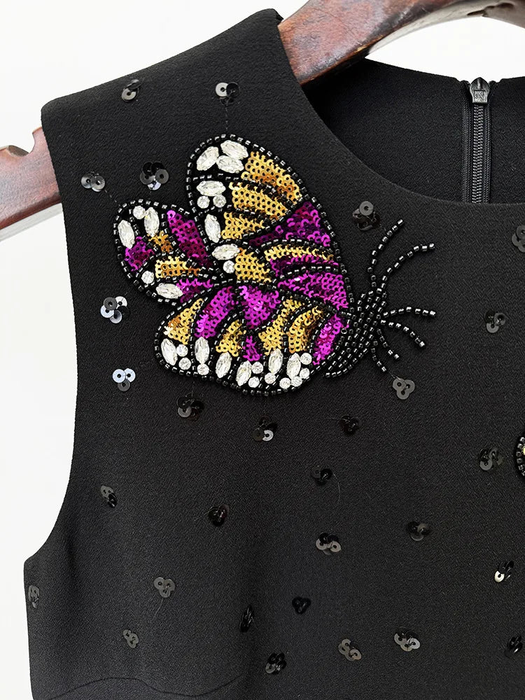 New Spring Women Sleeveless Sexy O-Neck Beading Straight Mini Dress Girls' Birthday Party Celebrate Dress Wholesale - Image 4