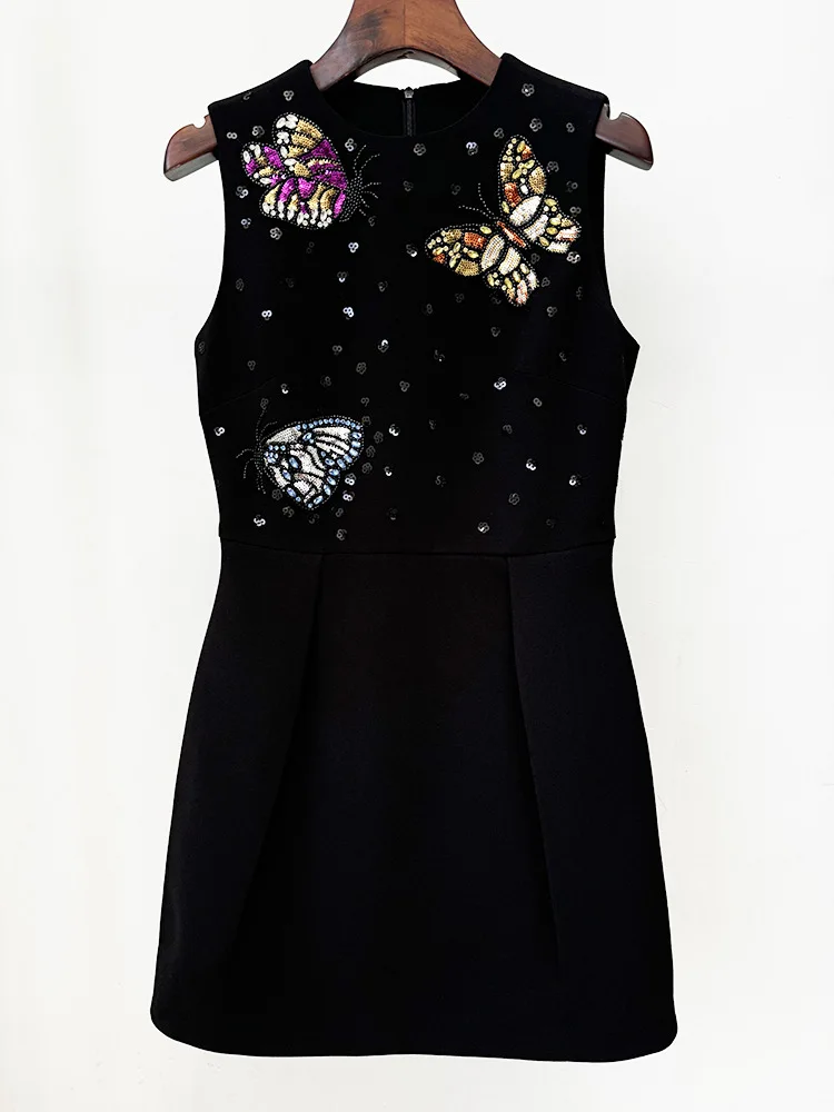 New Spring Women Sleeveless Sexy O-Neck Beading Straight Mini Dress Girls' Birthday Party Celebrate Dress Wholesale - Image 6