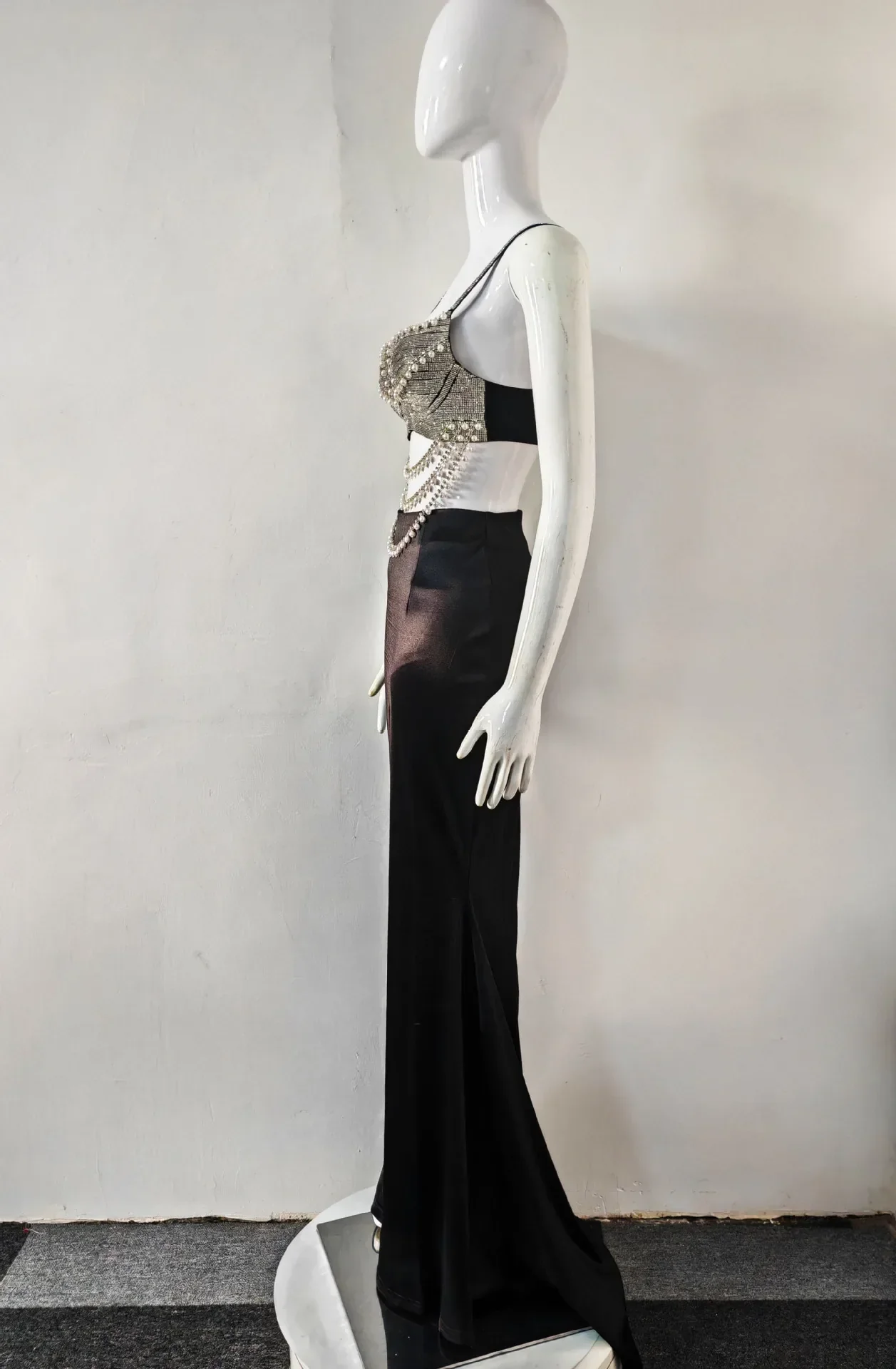 New Summer Women Sexy Shinning Crystal Tops 2 Pieces Bodycon Long Dress Elegant Evening Birthday Party Cocktail Outfit - Image 3