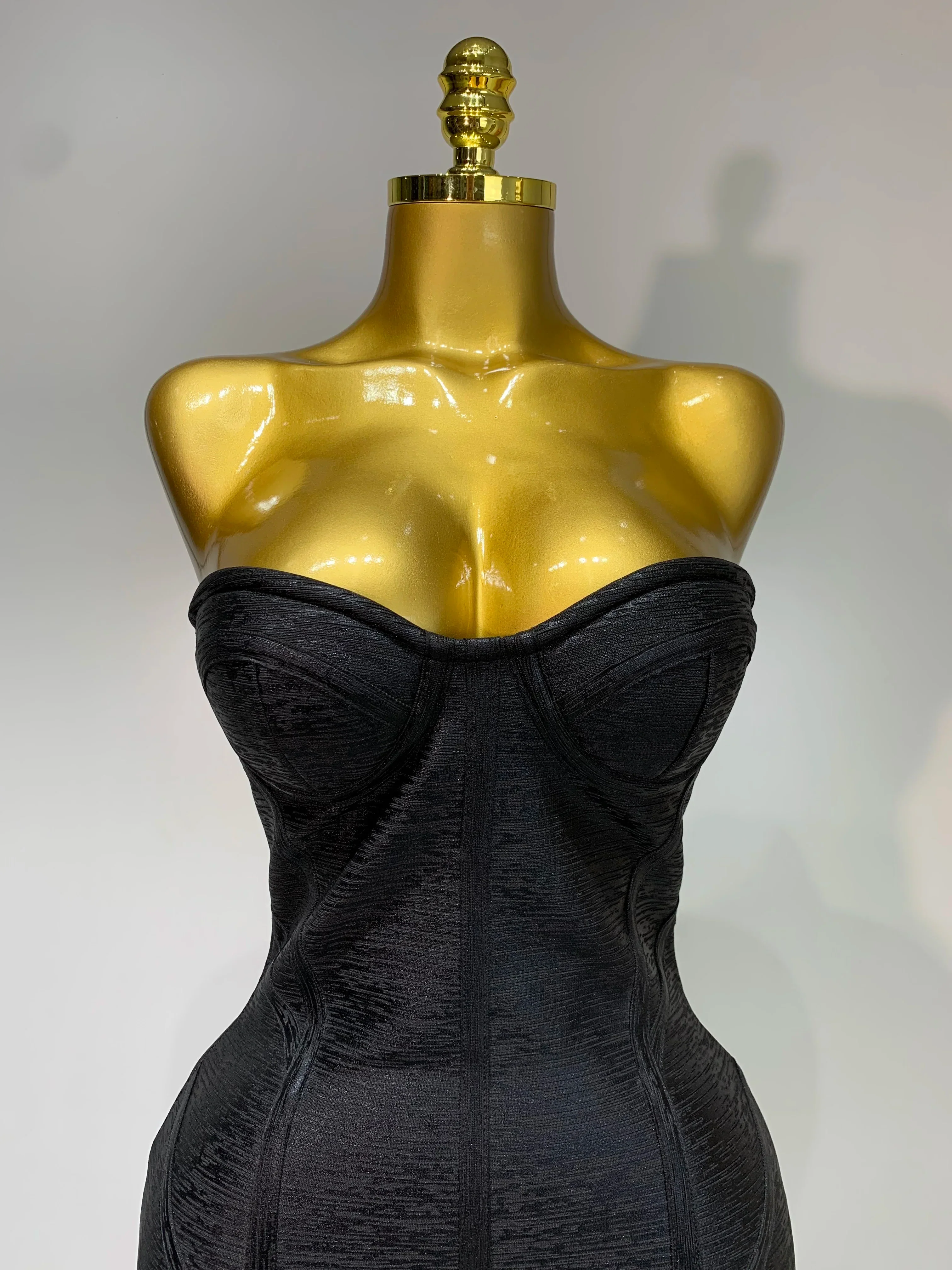 New Women Sexy Strapless Black Foil Color Bodycon Bandage Dress Fashion Celebrate Evening Party Luxury Birthday Dresses - Image 5