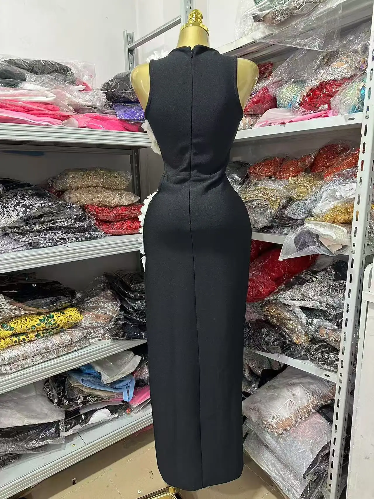 New Women Sleeveless Sexy Side Hollow Out Florals Bodycon Long Bandage Dress Celebrate Fashion Evening Party Cocktail Wear - Image 6
