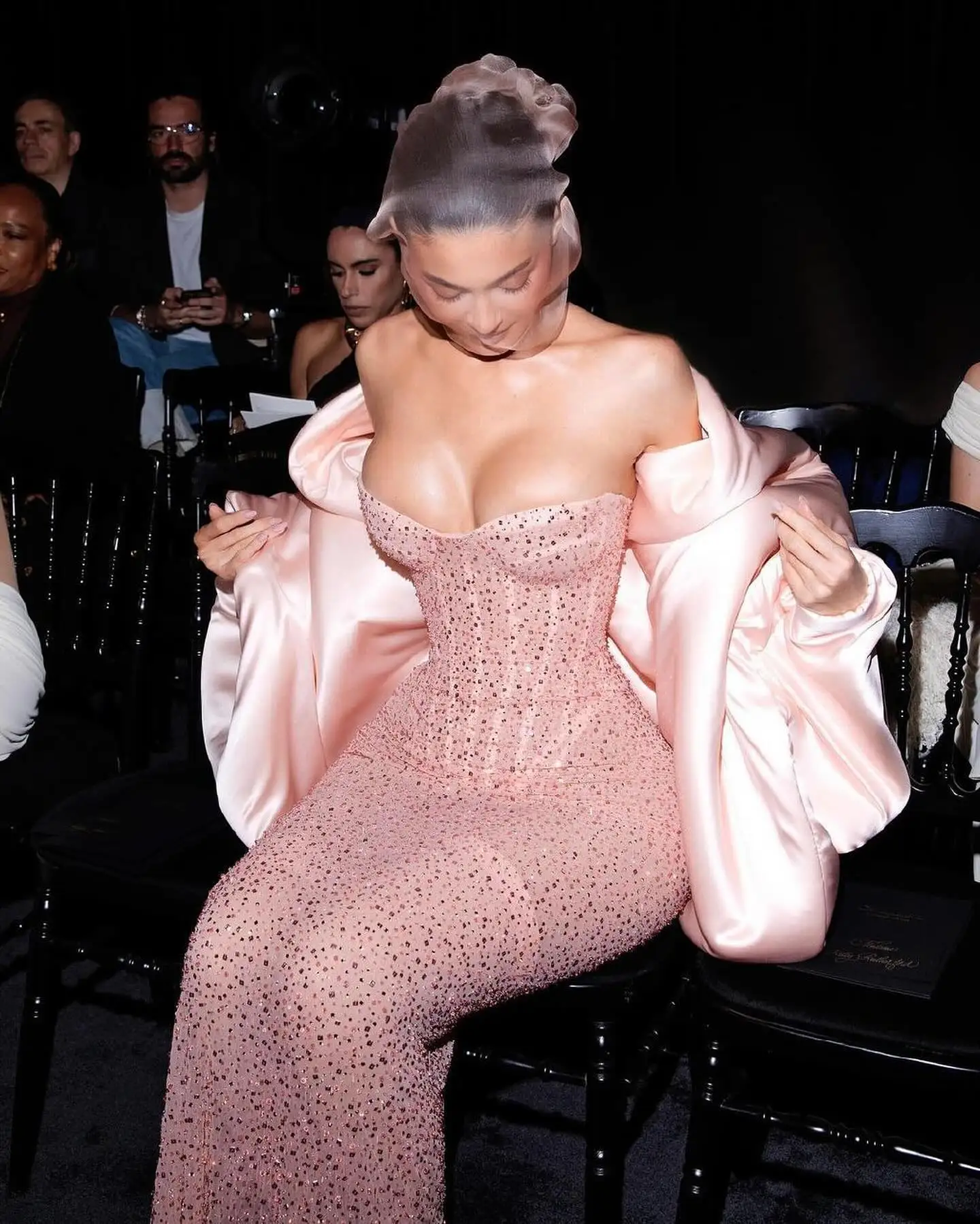 Pink Color Dazzling Diamonds Strapless Ankle Length Evening Dress Woman Birthday Party Dress Celebrity Evening Party Outfit - Image 5