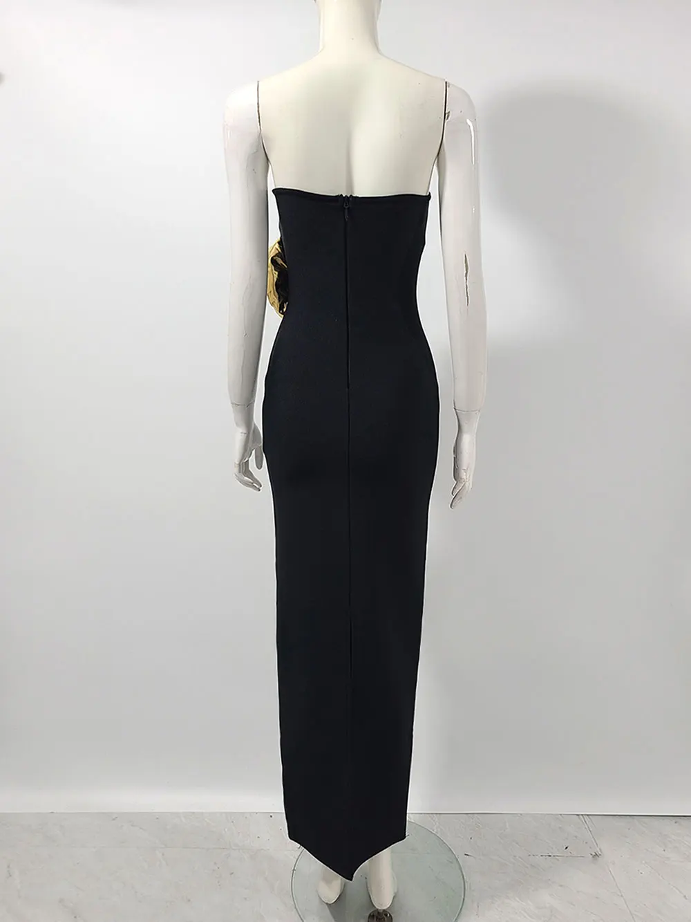 Sexy Women's 3D Flower Decorative Bandage Dress Strapless Sleeveless Bodycon Off Back Long Dresses Evening Party Vestidos - Image 4