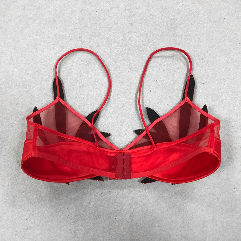 Sexy Women'S Chiffon Patchwork Satin Diamond Studded Bra Top Spaghetti Strap Sleeveless Concealed Button Ultra Short Top - Image 2