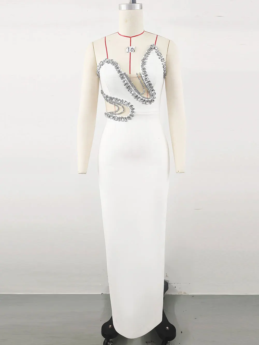 Sexy Women'S Light Luxury Nail Bead Bandage Dress Strapless Sleeveless Patchwork Bodycon Backless Long Dress Party Vestidos - Image 5