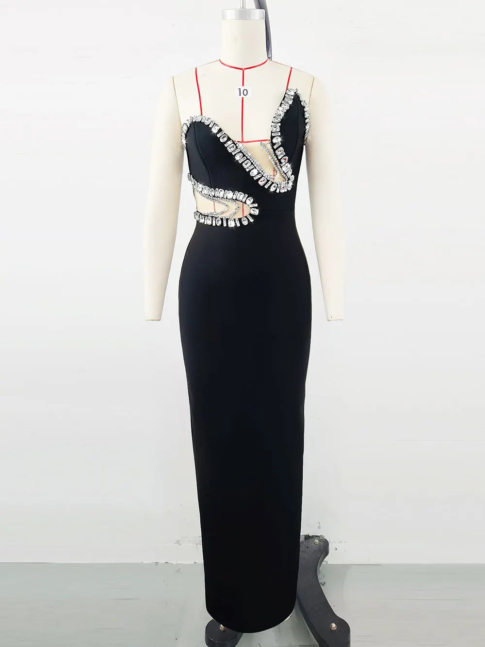 Sexy Women'S Light Luxury Nail Bead Bandage Dress Strapless Sleeveless Patchwork Bodycon Backless Long Dress Party Vestidos - Image 6