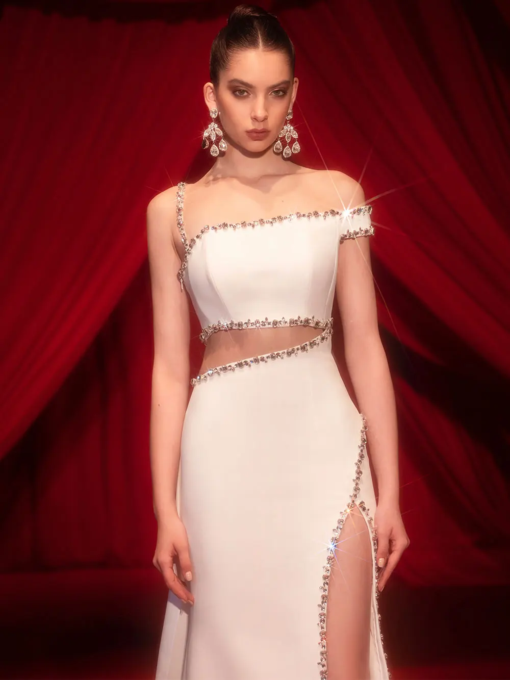 Sexy Women's Light Luxury Water Diamond Waist Long Bandage Dress Sleeveless Bodycon Maxi Dress Evening Club Party Vestidos - Image 3